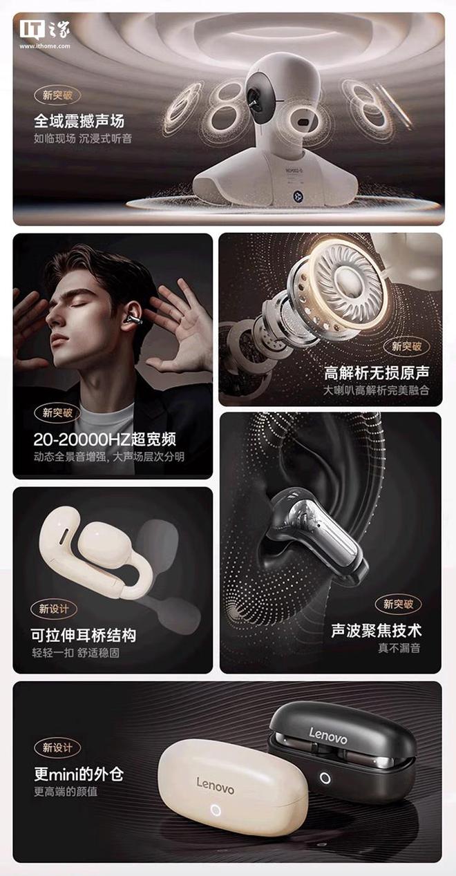 Kaiyun体育网站：联想推出“EA400”G型耳夹设计骨传导耳机：13mm动圈199元(图2)